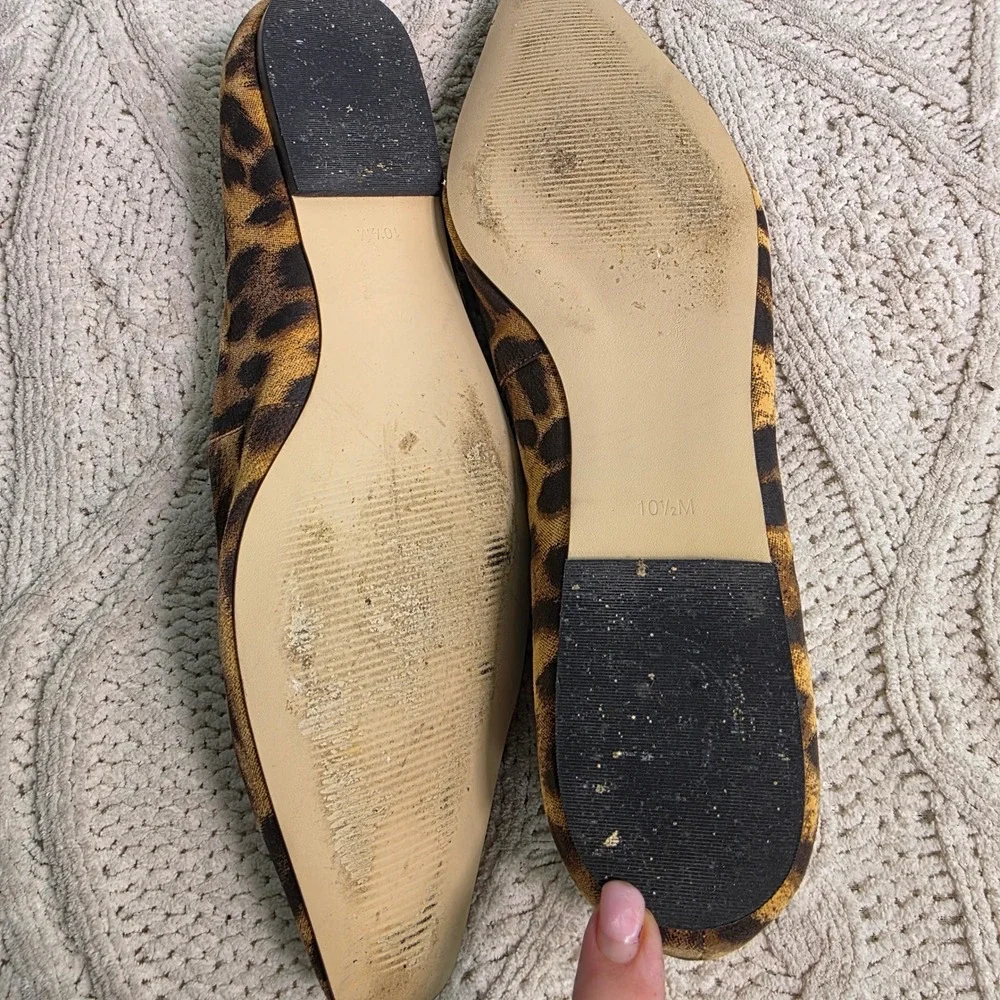 Talbots Buckle Flats Leather Leopard Print Brown Women 10.5 Excellent